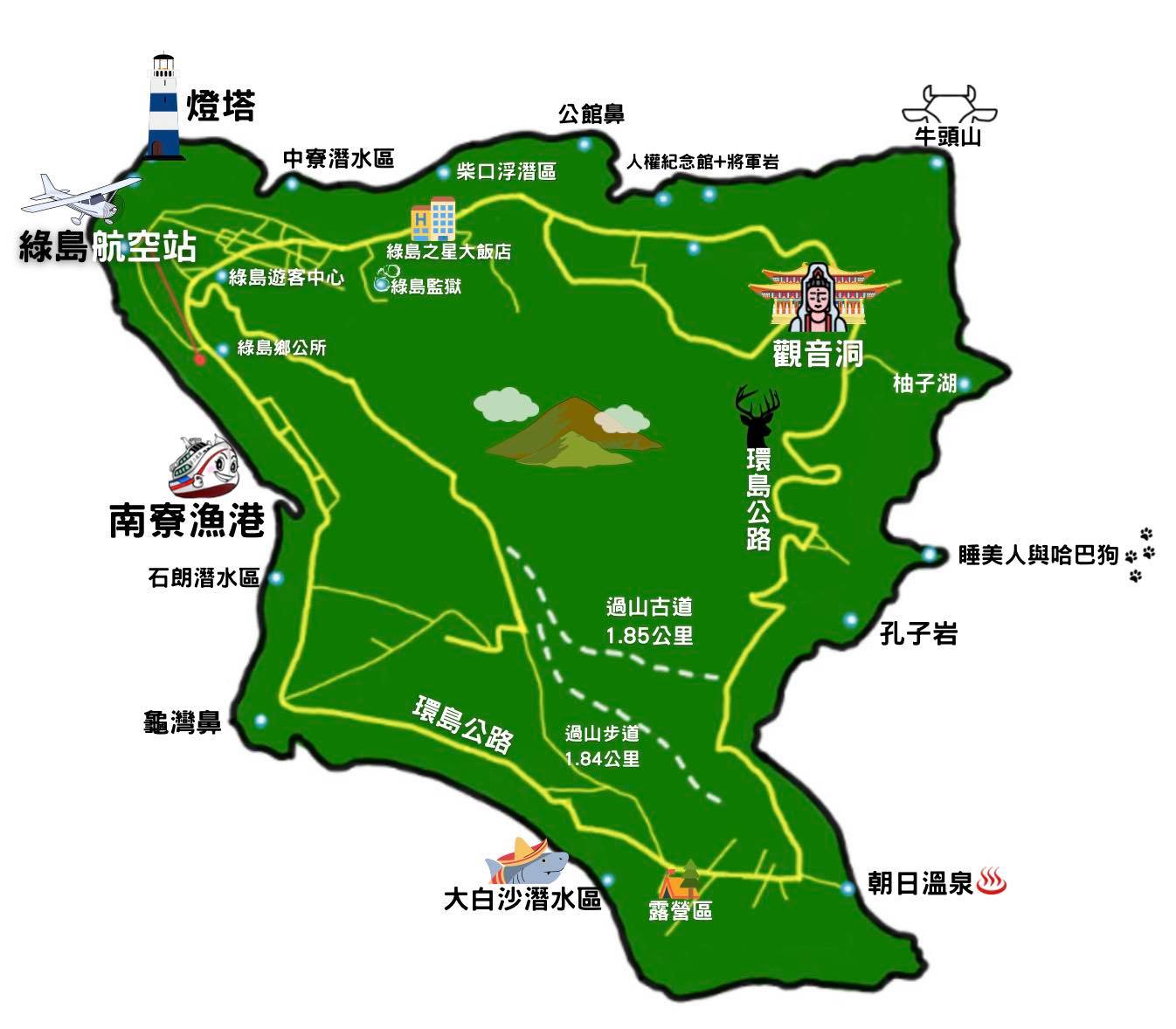 綠島景點地圖